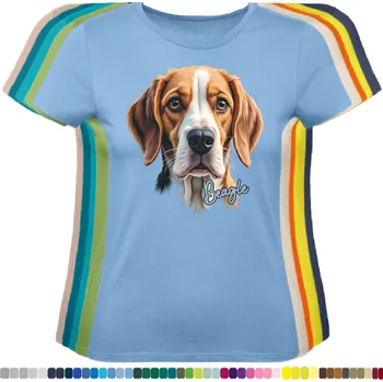 Dámské tričko damske-levne-bavlnene-tricko-digitalni-potisk-pes-bigl Barva: Sky blue - nebesky modrá, velikost: M