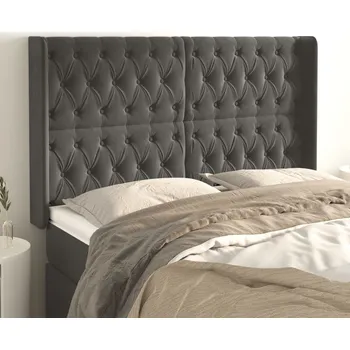 Čelo postele typu ušák tmavě šedé 147x16x118/128 cm samet IM_3119965