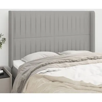 Čelo postele typu ušák světle šedé 147x16x118/128 cm textil IM_3119816