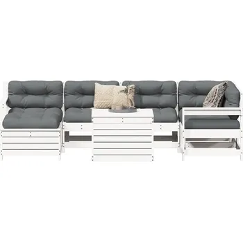 7dílná zahradní sedací souprava bílá masivní borové dřevo IM_3250985