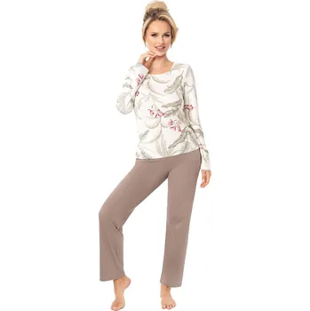 Dámské pyžamo Donna pyžamo dámské Michelle long - béžová, L (Dámské pyžamo dlouhé)