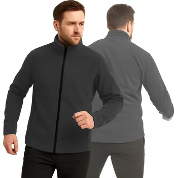Pánská mikina TEPLÝ MĚKKÝ PÁNSKÝ FLEECE NA ZIP ŠEDÝ MIKINA PRACOVNÍ FLEECOVÁ SPORTOVNÍ