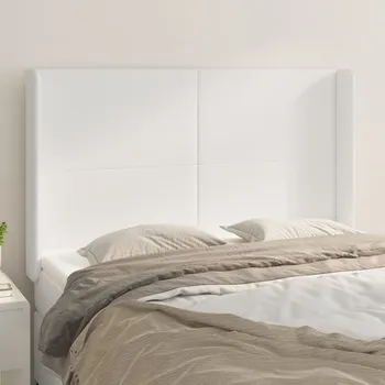 Čelo postele typu ušák bílé 147x16x118/128 cm umělá kůže IM_3119391