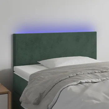 Čelo postele s LED tmavě zelené 100x5x78/88 cm samet IM_3121377