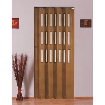 Interiérové dveře PETROMILA Koženkové shrnovací dveře hnědá 83x200cm TYP: prosklené 7872/PRO