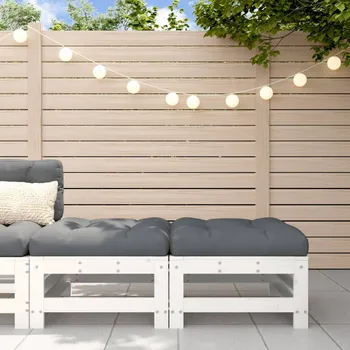 Zahradní pohovka Zahradní podnožky s poduškami 2 ks bílé masivní borové dřevo IM_825696