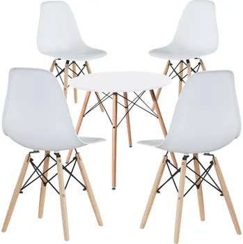 Jídelní židle 4 ks moderních jídelních židlí se stolem, více barev - bílá