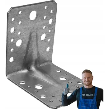 Tesařské kování Tesařský úhelník, ocelová perforovaná spojka Pozink KPW4 105x105x90x2,5