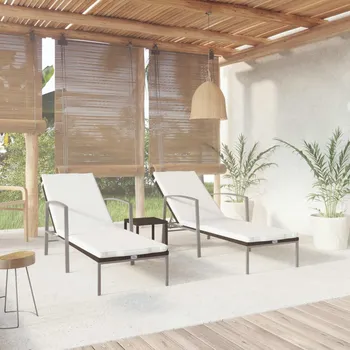 Zahradní lehátko Zahradní lehátka 2 ks se stolkem polyratan hnědá IM_317642