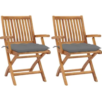 Zahradní židle 2 ks šedé podušky masivní teak IM_3062422