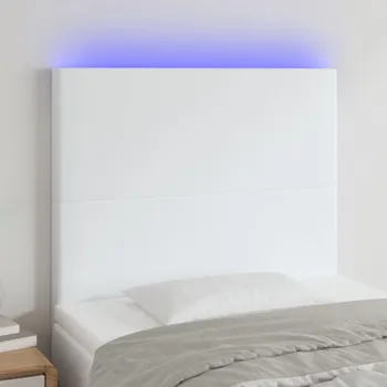 Čelo postele s LED bílé 80x5x118/128 cm umělá kůže IM_3122217