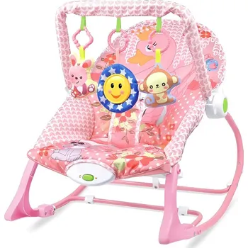 Vibrační a hudební lehátko pro miminka, růžová