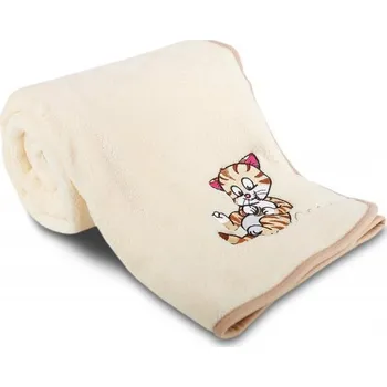 Dětská deka SVITAP sleepwell Deka z mikrovlákna 75x100cm s výšivkou Kočka - měsíční třpyt