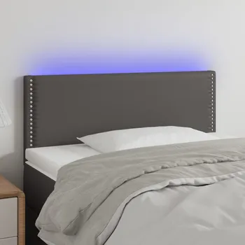 Čelo postele s LED šedé 100x5x78/88 cm umělá kůže IM_3121560