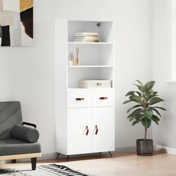 Příborník do zásuvky Skříň highboard bílá 69,5 x 34 x 180 cm kompozitní dřevo IM_3200489