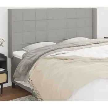 Čelo postele typu ušák světle šedé 163x16x118/128 cm textil IM_3119586