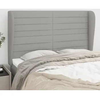 Čelo postele typu ušák světle šedé 147x23x118/128 cm textil IM_3118094