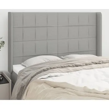 Čelo postele typu ušák světle šedé 147x16x118/128 cm textil IM_3119578