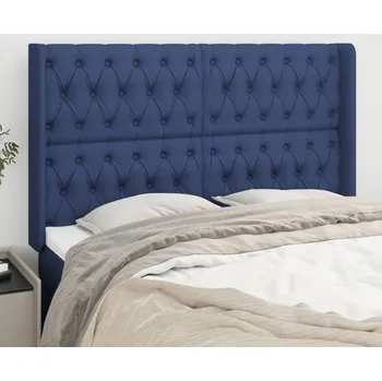 Čelo postele typu ušák modré 163x16x118/128 cm textil IM_3119928