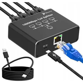 ADAPTÉR ROZDĚLOVAČ SWITCH SPLITTER LAN ETHERNET RJ45 4XRJ45 1000M