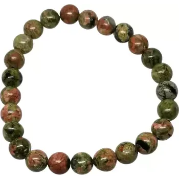 Náramek Unakitem inspirovaný náramek Zelené štěstí, kuličky 8 mm
