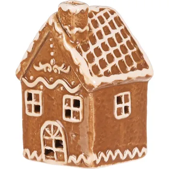 Domeček perníkový - keramika, LED osvětlení, hnědý - ARK3747