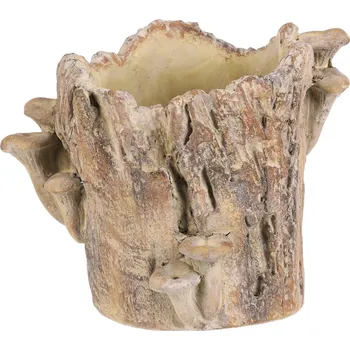 Stojan na květiny Obal betonový - pařez s houbami, vel. L, hnědý - BMO3618-L