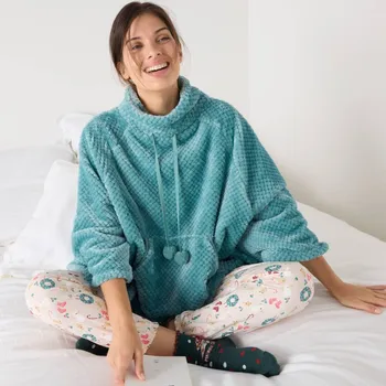 Dámské pončo Blancheporte Fleecové pončo s texturou modrošedá 50