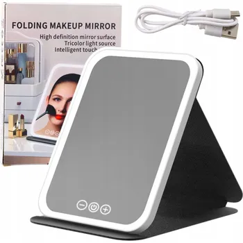 Obraz LED zrcátko Pouzdro s podstavcem, 3 režimy osvětlení, regulace jasu 23 cm