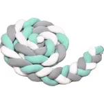 T-TOMI Pletený mantinel 180 cm White + Grey + Mint