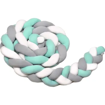 Polštář T-TOMI Pletený mantinel 180 cm White + Grey + Mint