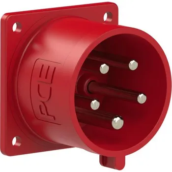 Elektrická zásuvka PC Electric 8625-6 přívodka vestavná 5-pólová, 32A / 400V, 6h, IP44, příruba 70x70mm, s měničem fáze