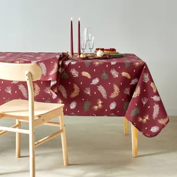 ubrus Blancheporte Ubrus se zlatým potiskem větviček vínová 3 ubrousky 45x45 cm