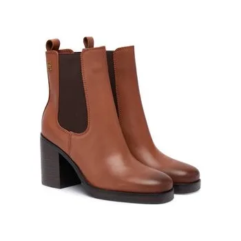 Dámské kozačky Polokozačky Tommy Hilfiger Square Toe Chelsea High Block Hl FW0FW08844 Hnědá 36