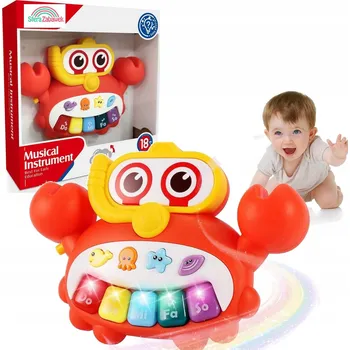 Hračka pro nejmenší INTERAKTIVNÍ PIANINKO MELODIE HRAČKA DO RUČIČKY VESELÝ HUDEBNÍ KRAB CHRASTÍTKO