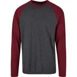 Build Your Brand Pánské tričko BYBB023 Charcoal-Cherry 4XL