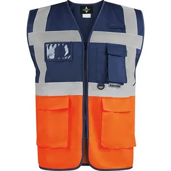 Korntex Berlin Multifunkční reflexní vesta na zip KX802 Navy-Orange XL