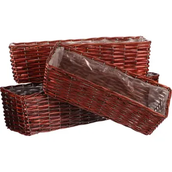 Květináč Autronic Proutěný truhlík - sadu 3 ks hnědá