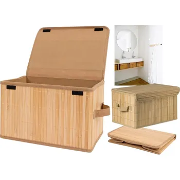 Úložný box BAMBUSOVÝ KOŠÍK ORGANIZÉR KRABIČKA SKLÁDACÍ ÚLOŽNÝ 32 CM