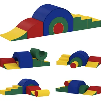 Hračka pro nejmenší AIYAPLAY 5dílná sada měkkých stavebnic pro miminka a batolata, pěna, umělá kůže, 5 kreativních tvarů, sada do interiéru na lezení, procházení, hraní, barevná