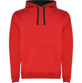Pánská mikina Roly Urban Pánská mikina s kapucí SU1067 Red 60-Black 02 3XL