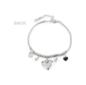 Náramek Náramek z nerezové oceli srdce - 1 ks - stříbrná