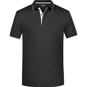 Pánské tričko James&Nicholson Pánská polokošile JN728 Black-Silver (Solid) 3XL