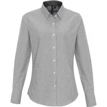 Premier Workwear Dámská košile oxford s dlouhým rukávem PR338 White-Grey -ca. Pantone 430c XXL