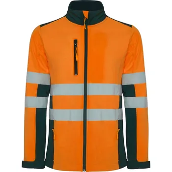 Pánská softshellová bunda Roly Antares Softshellová bunda Hi-Viz HV9303 Navy Blue 55-Fluor Orange 223 3XL