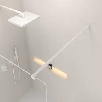 Erga Paris, stabilizační vzpěra pro sprchové zástěny o tloušťce skla 8mm, délka max. 100% 150cm, bílá matná, ERG-V02-PARIS-BAR-WH
