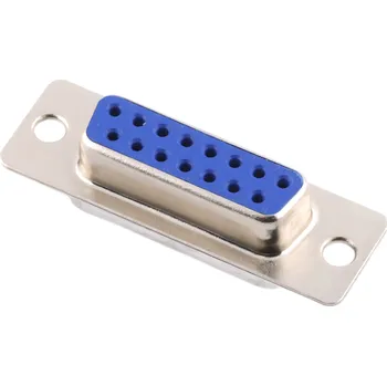 Elektrický konektor Konektor D-SUB DB15 (DE15), samice, 15pin - pájecí miska Modrá