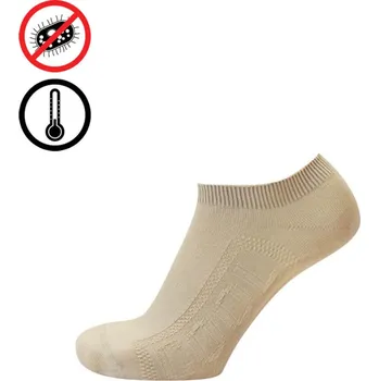 Pánské ponožky KNITVA Sportovní kotníčkové ponožky se stříbrem a cool efektem DANUTA béžová světlá 48