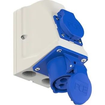 Elektrická zásuvka PC Electric 9213-6f Zásuvka průmyslová 3-pólová, 16A / 230V, 6h + 16A / 230V CZ, IP44, COMBO