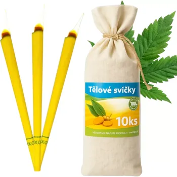Tělové svíčky v plátěném sáčku - 10 ks - cannabis